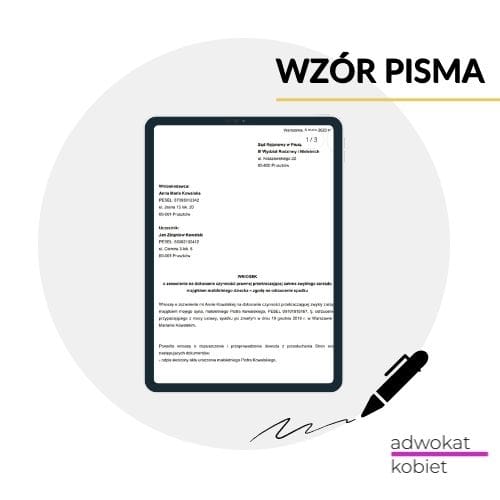 Wniosek o odrzucenie spadku w imieniu dziecka - WZÓR